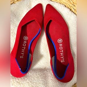 Rothy’s pointed toe, chili red, size 8